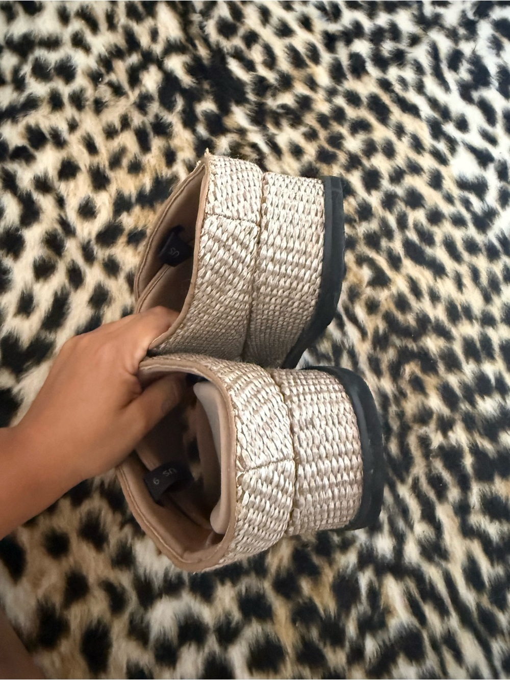 ROAM Cross Stack Raffia Platform Sandals Natural - Picture 5 of 5
